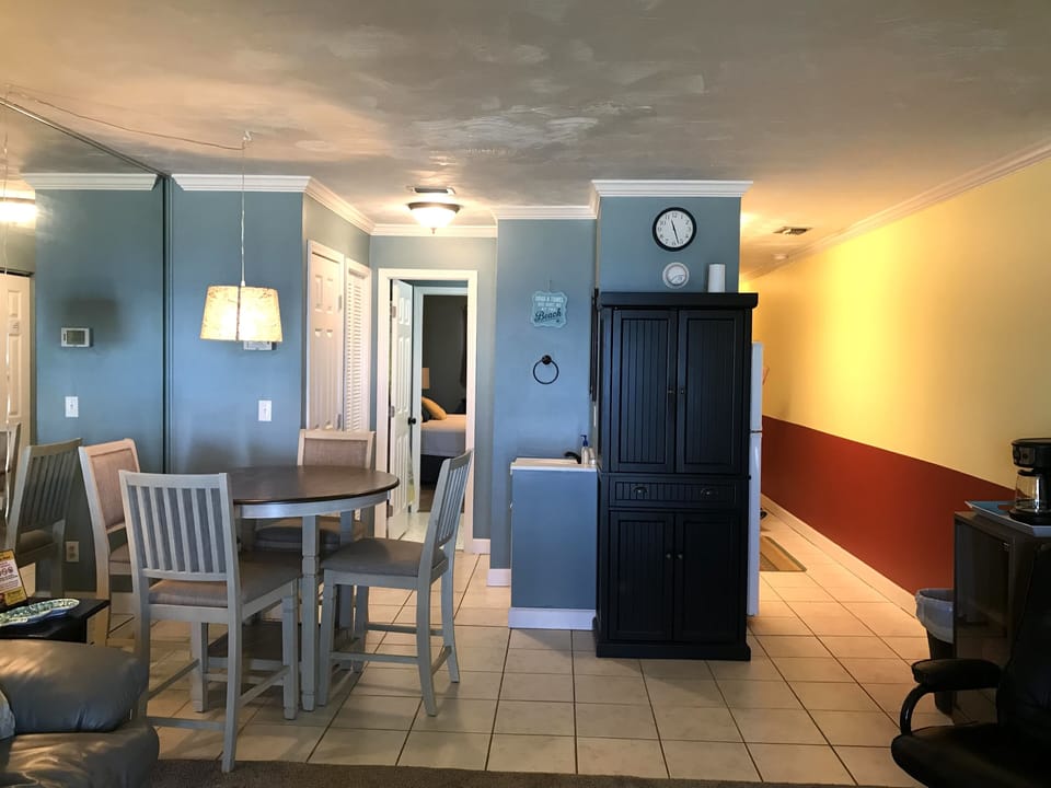 Dining area with storage pantry and an extra vanity area