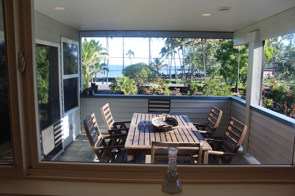 Ocean view from entry deck.  Outside of kitchen.  Eat your meals.