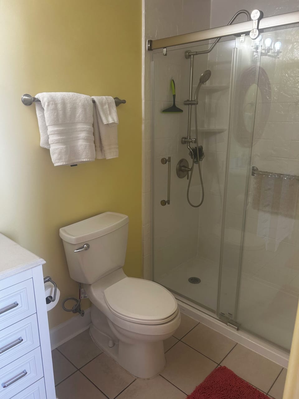 Master bath remodeled in 2024 with a walk in shower.