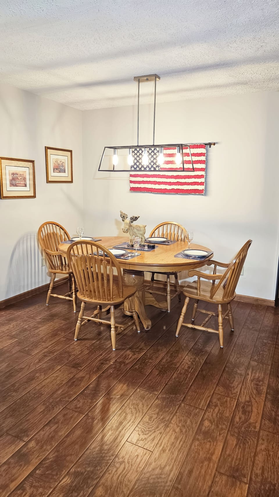 Dining Room with new chandelier