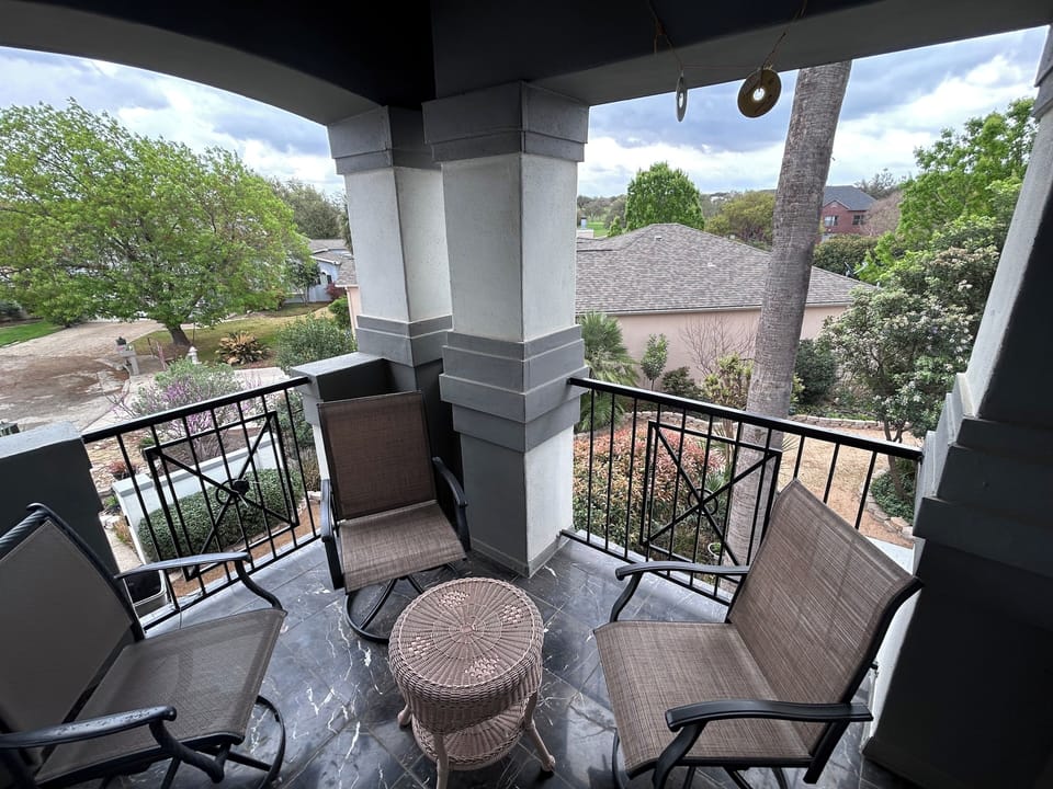 Upstairs patio with view of golf course