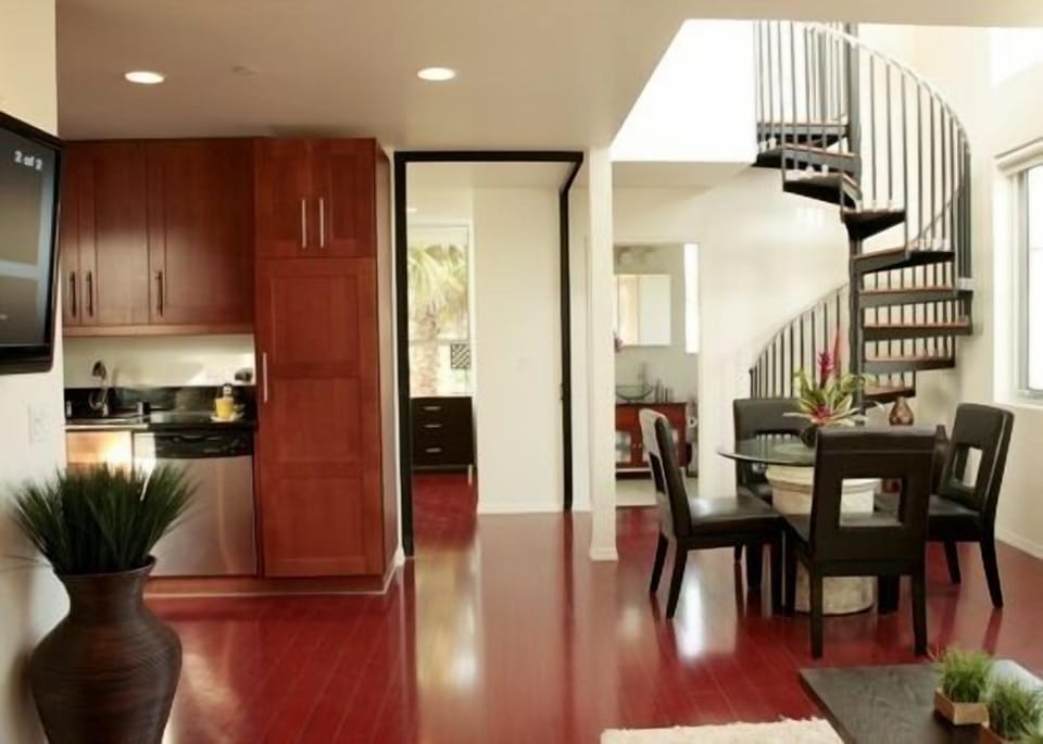 The Downstairs Bedroom can be Open to the Living Area or ....