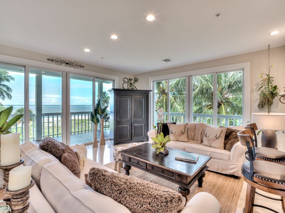 Enjoy gazing at views of the gulf from our living room. 