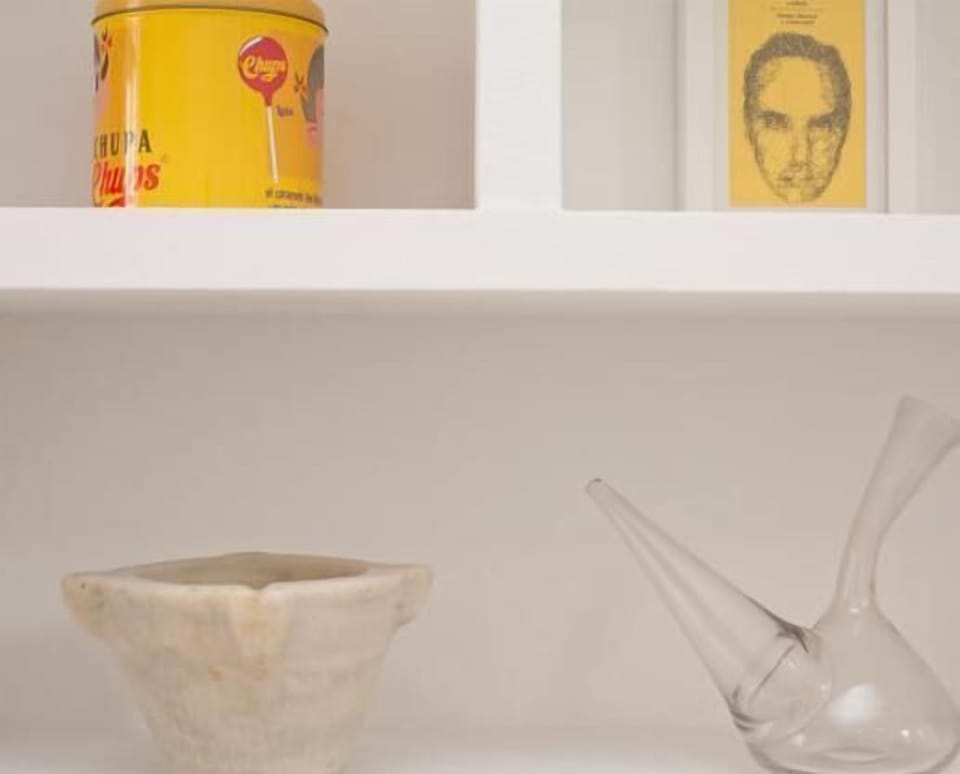 Decorative elements about Ferran Adria genius, with traditional catalan tools
