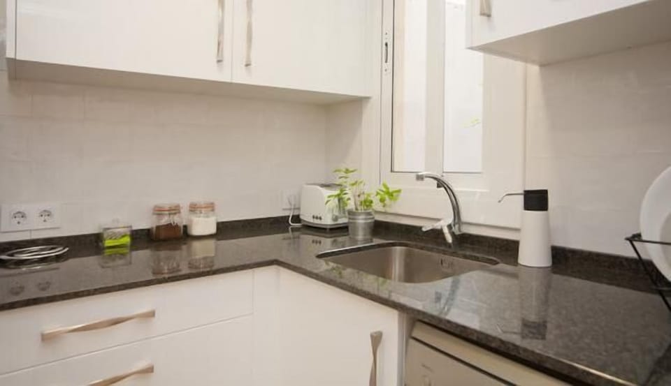 The kitchen is ready for you, with coffee, tea, salt&pepper, sugar, wash.machine
