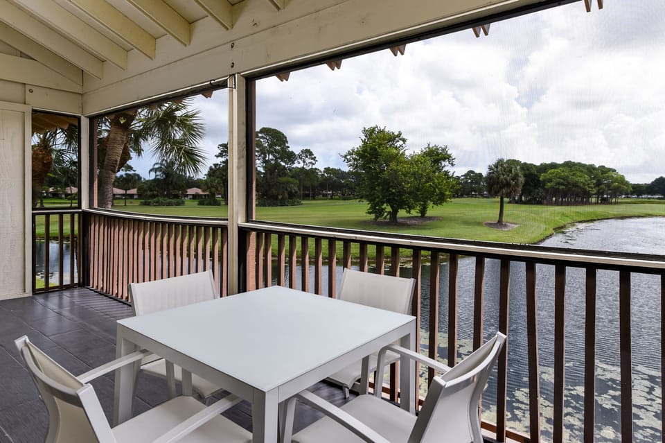 Private terrace with amazing golf course and water views