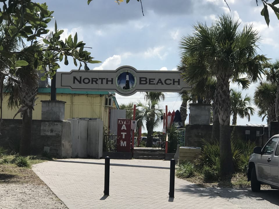 Same nearby beach access.
North Beach Grill on left.
Dressing rooms on right.