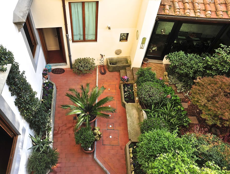 The view from the bedroom. It’s our private garden, unaccessible to guests.