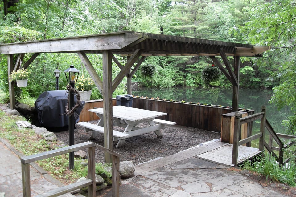 Gazebo has twinkle lights!  perfect for nighttime card, board games or swim