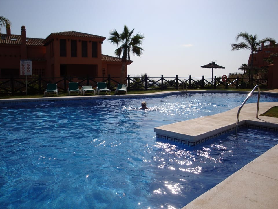 Beautiful swimming pool behind our apartment