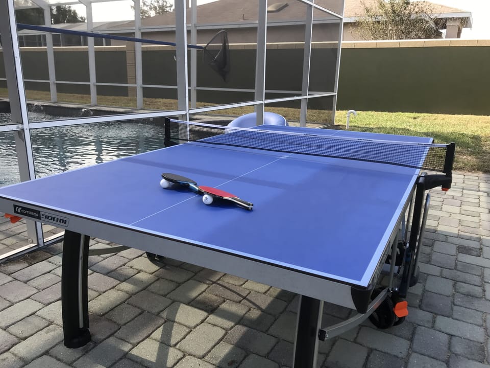 Ping Pong Table - Tournament quality with 4 paddles and good quality balls.
