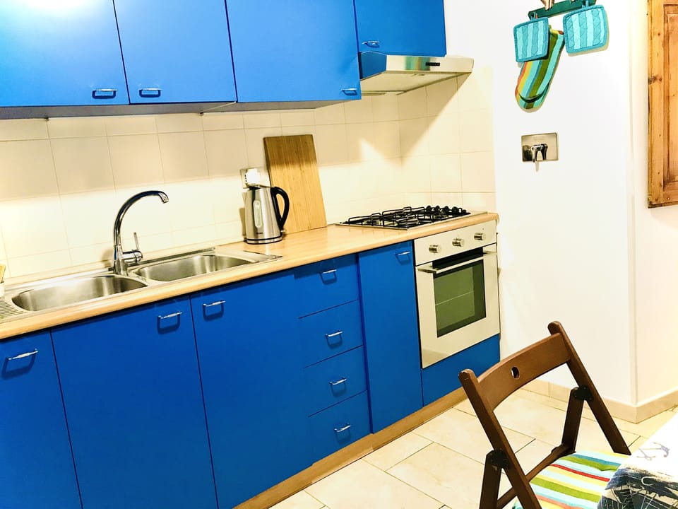 Kitchen supplied with fridge, freezer, stoven, oven, microwave, double sink.