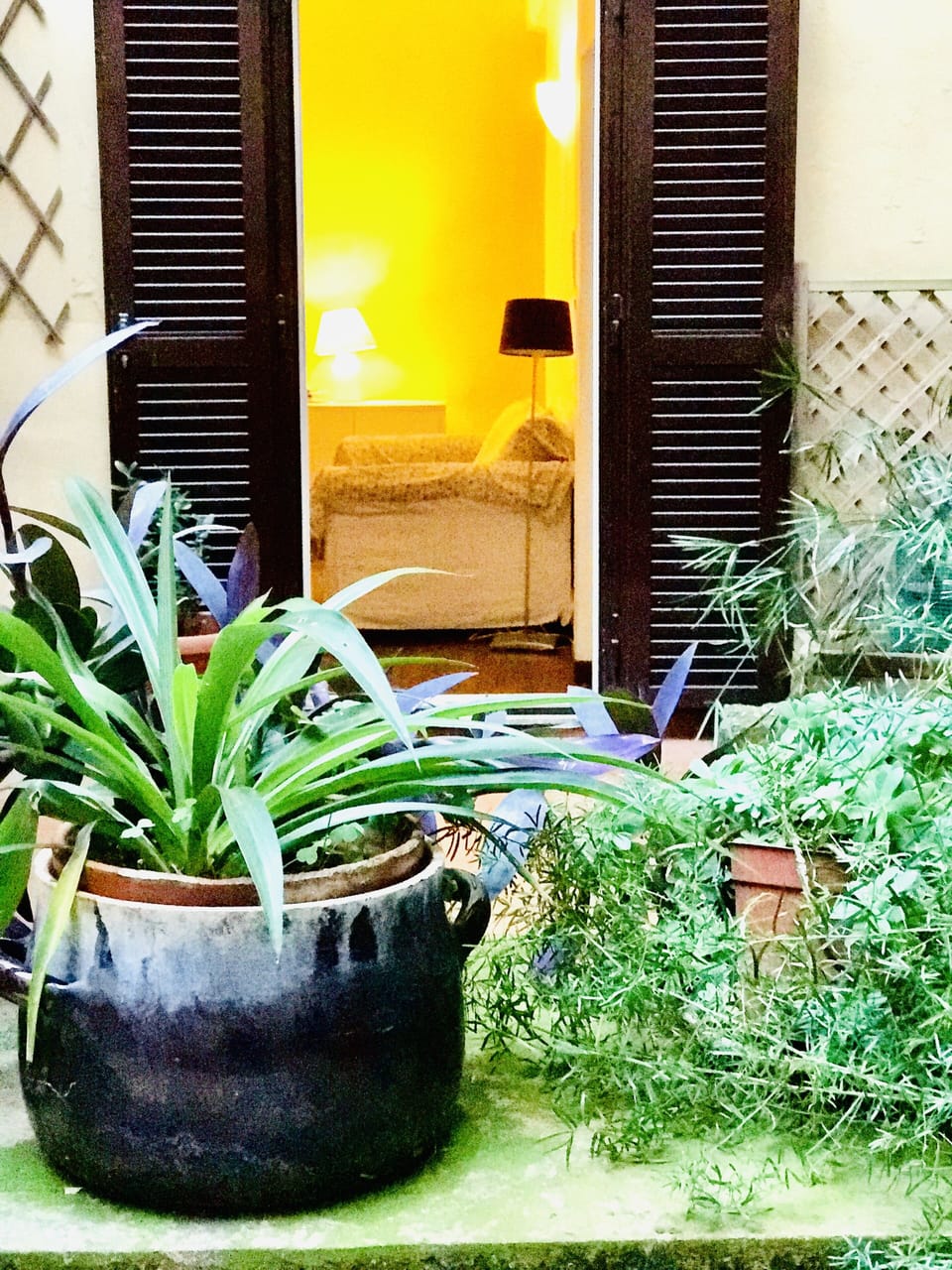 View of the living room from the terrace. 