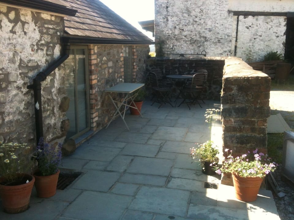 Sheltered sunny outside seating area