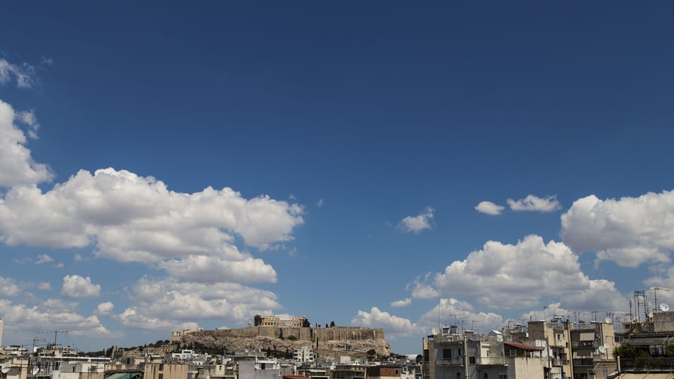A View of the Acropolis from the terrace, a couple of minutes walk from the flat