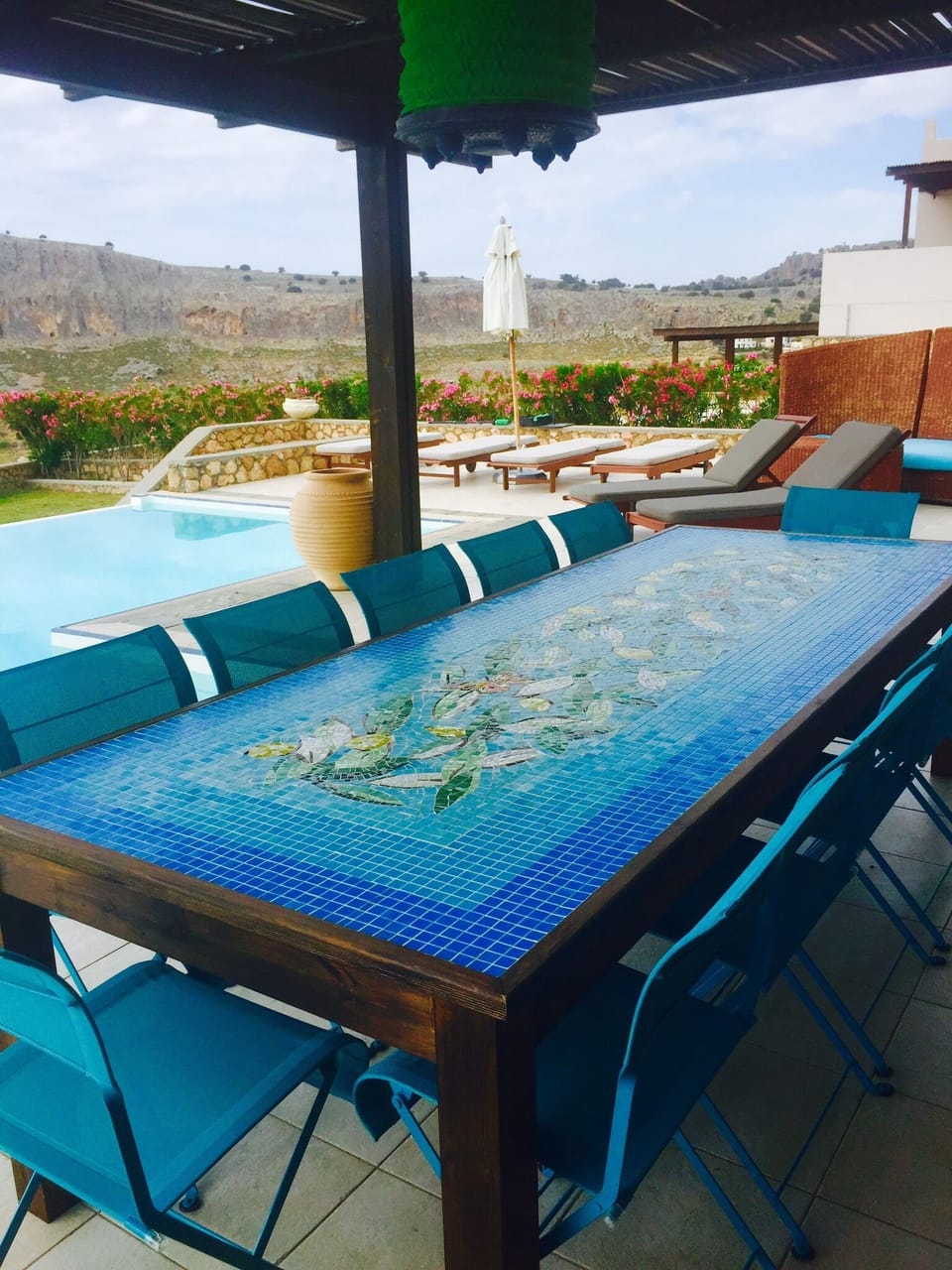 Inlaid mosiac table appropriahand crafted by family of Broccolini restaurant !