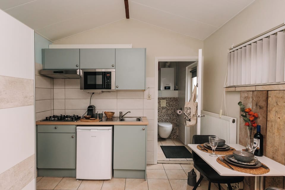 The kitchen and dining area.