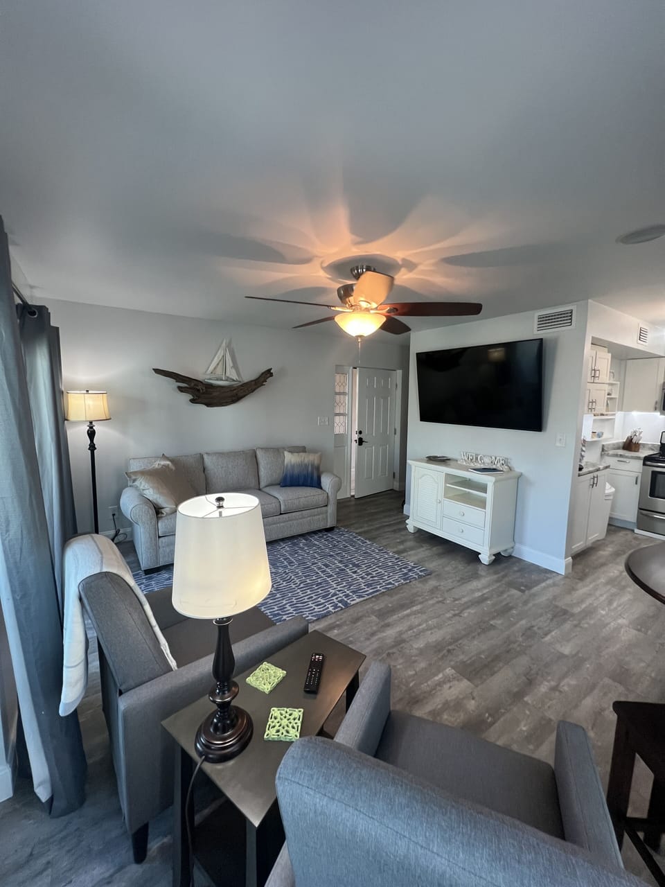 Living room with view of front door.