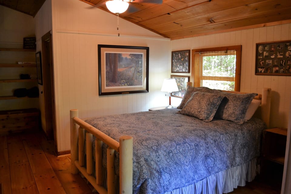 Queen-sized bed with Restonic Therapy Queen mattress.  Wake up in the treetops!