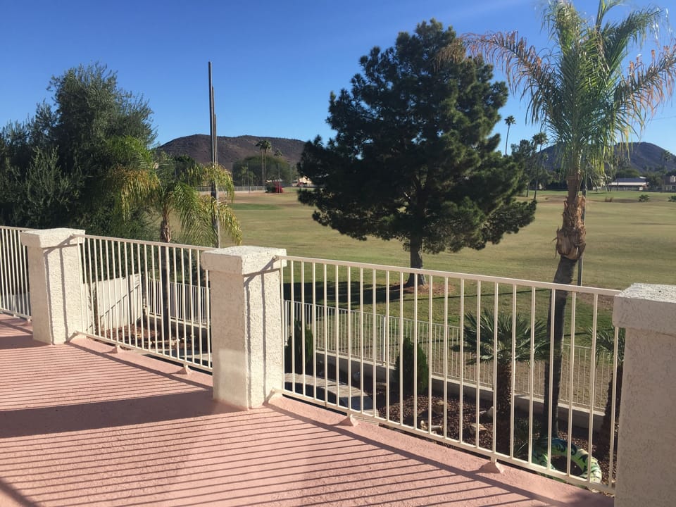 master terrace with golf course and mountain views