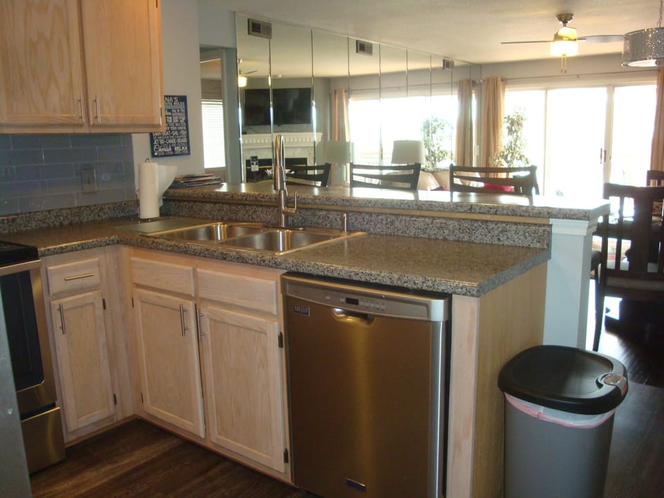 New stainless steel appliances, counter tops,, sink & faucet.