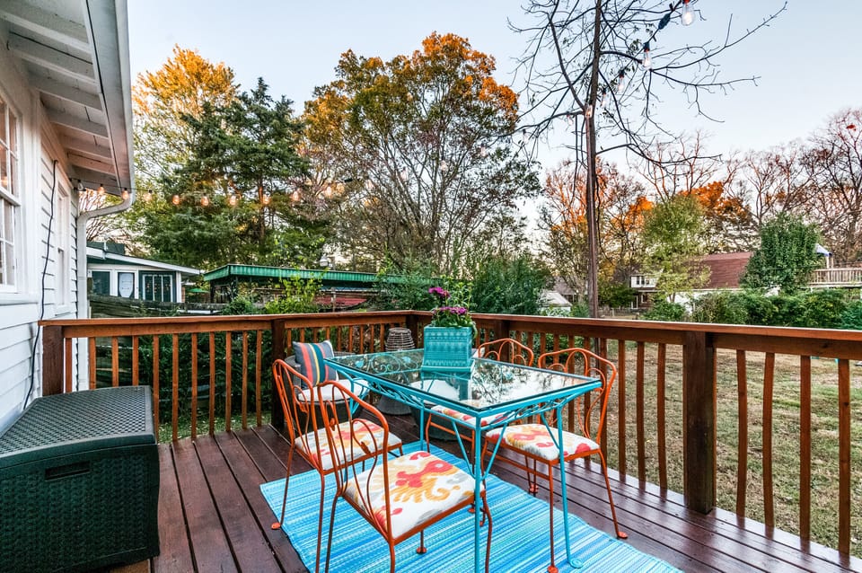 Nice back deck for morning coffee or dinner under the stars.