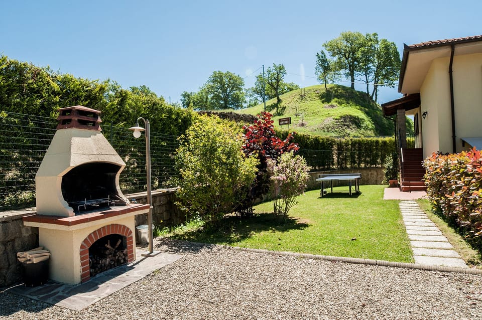 Barbecue and garden with ping pong table