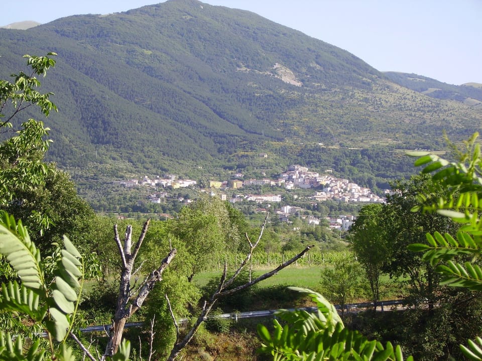Abruzzan countryside with Bugnara, nestled in the distance