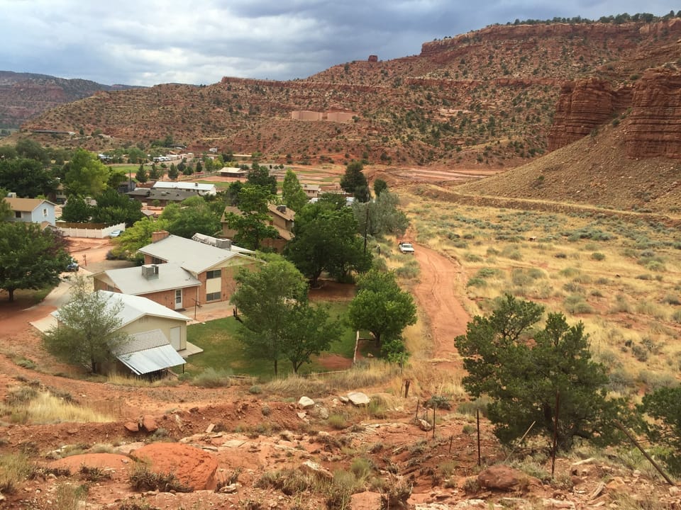 View of the house and property from the hill above