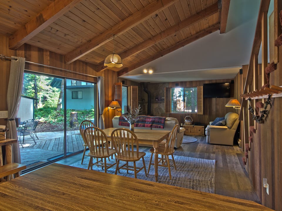 Dining table and living room