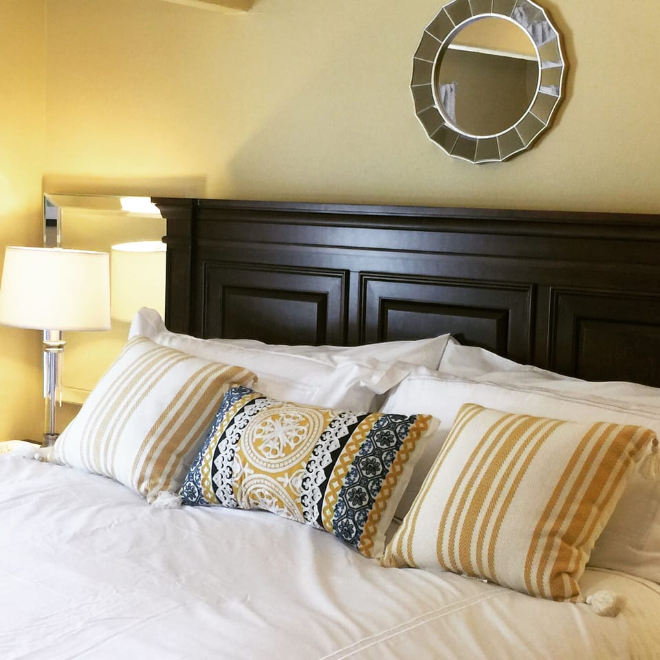 Our beautiful suite has a super comfy Cal King bed with Egyptian cotton sheets.