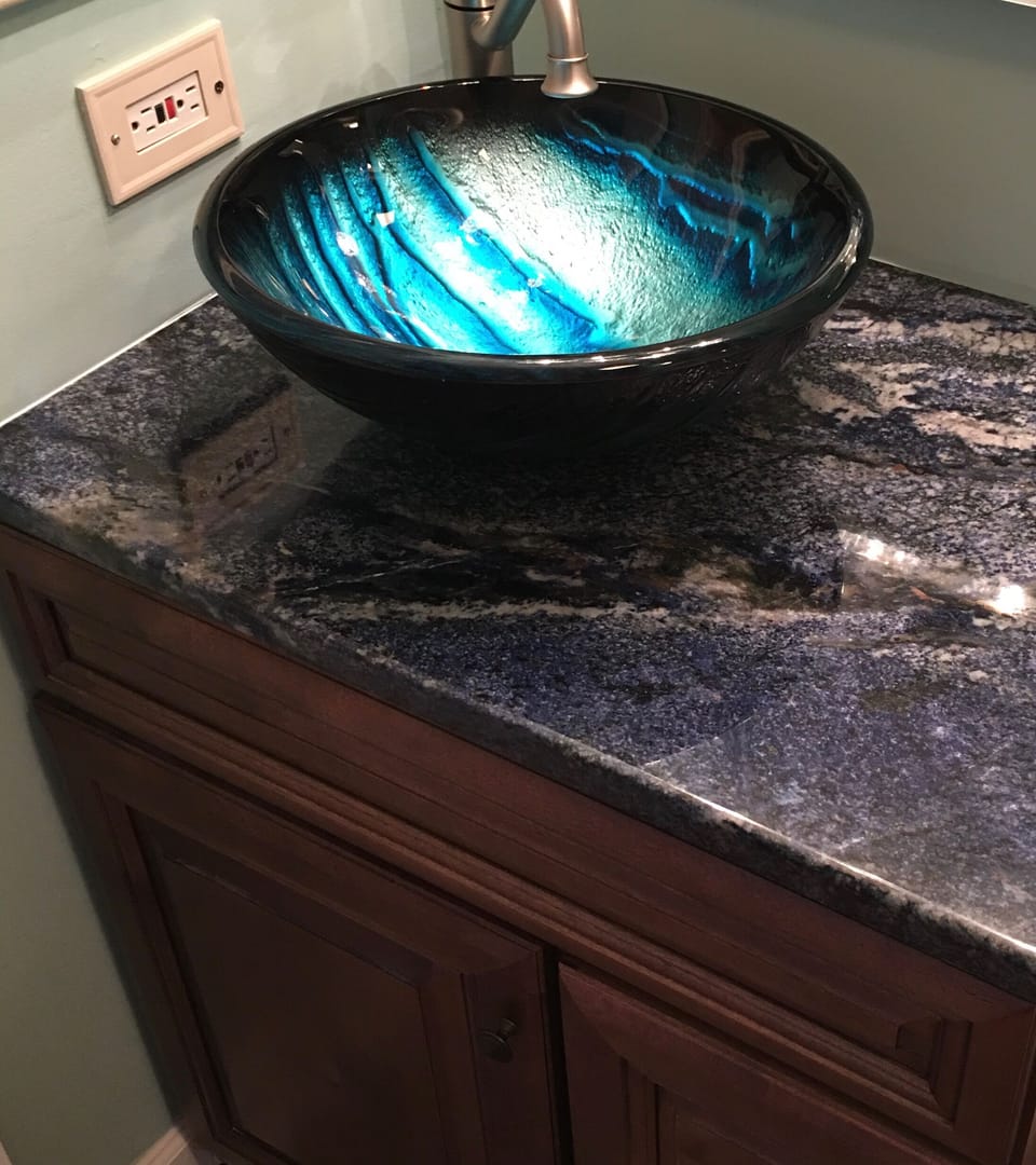 Vessel sink on Mediterranean Granite.