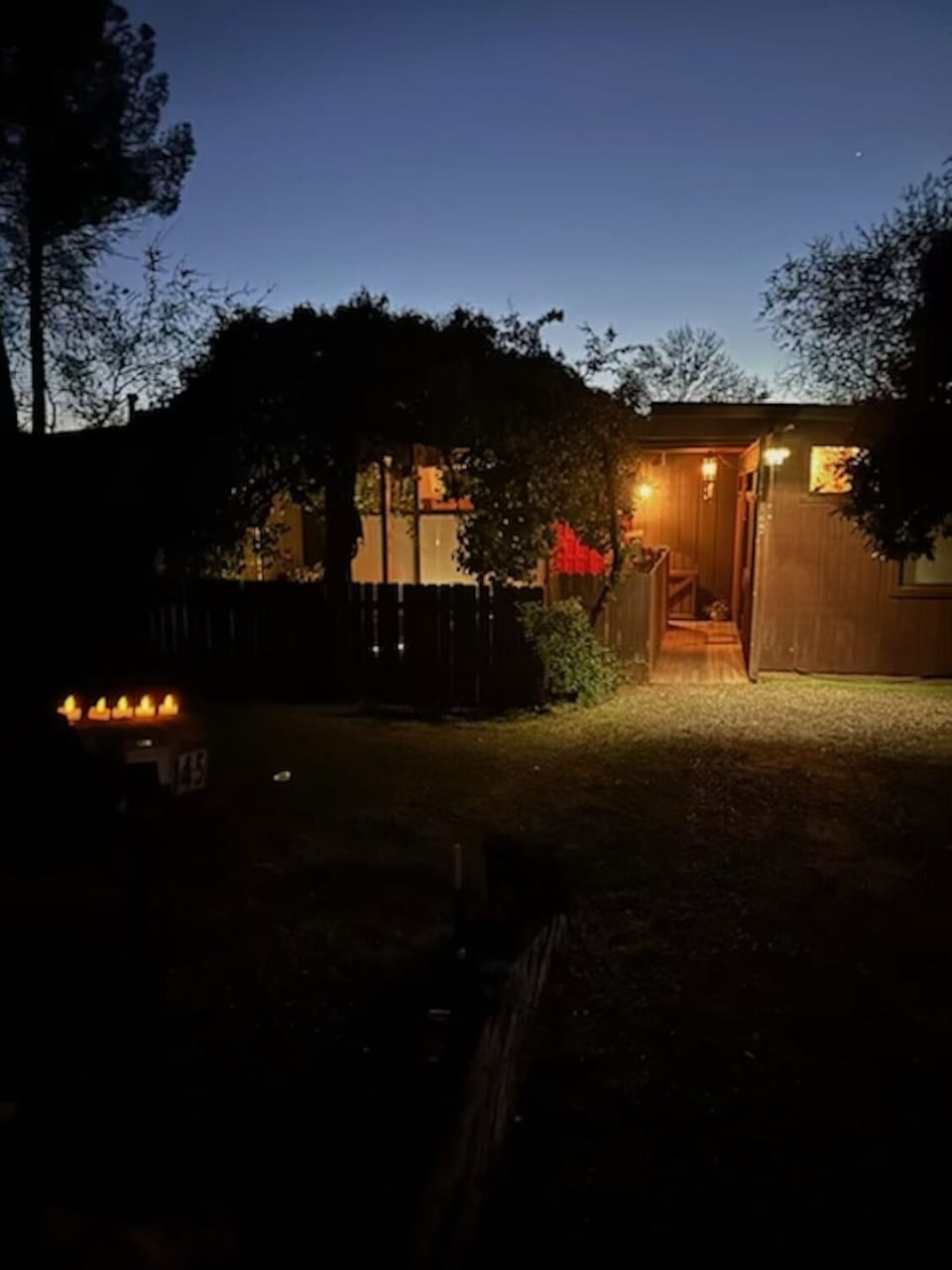 front of house at night