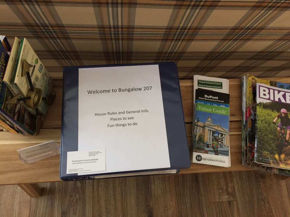  Guests enjoy the convenience of a large binder with local info, maps, etc.
