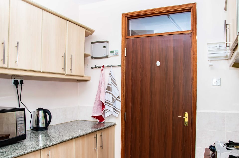 Full-size fridge, microwave, toaster, blender