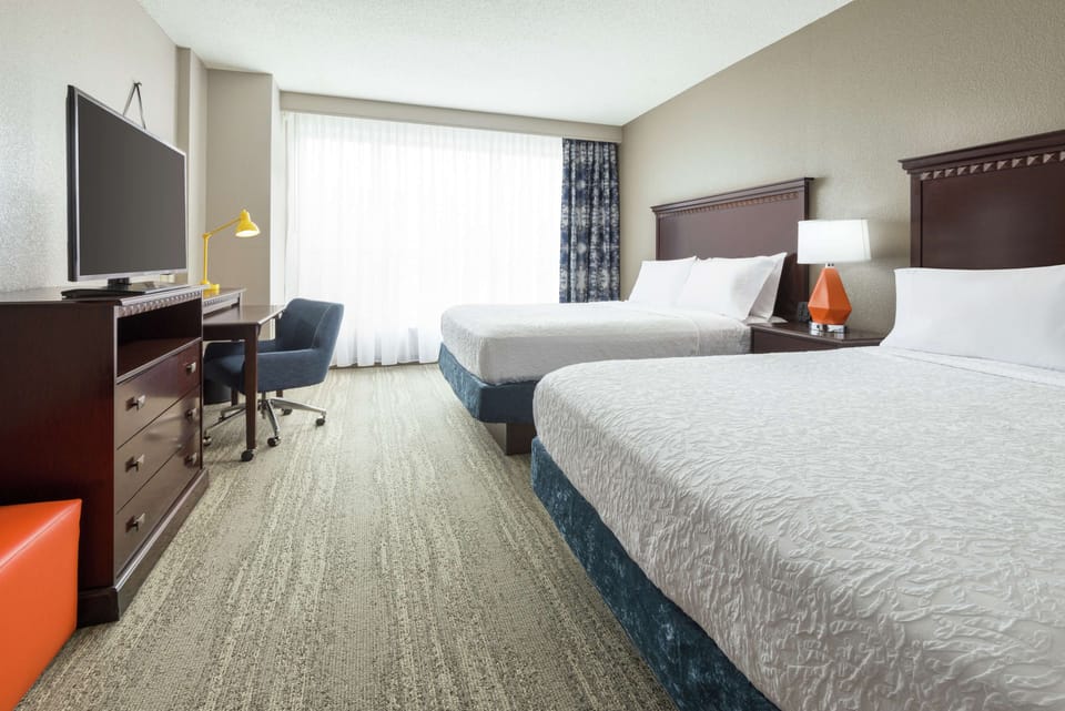 Premium bedding, desk, blackout drapes, iron/ironing board