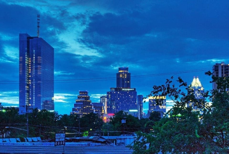 View of downtown Austin skyline from our loft.