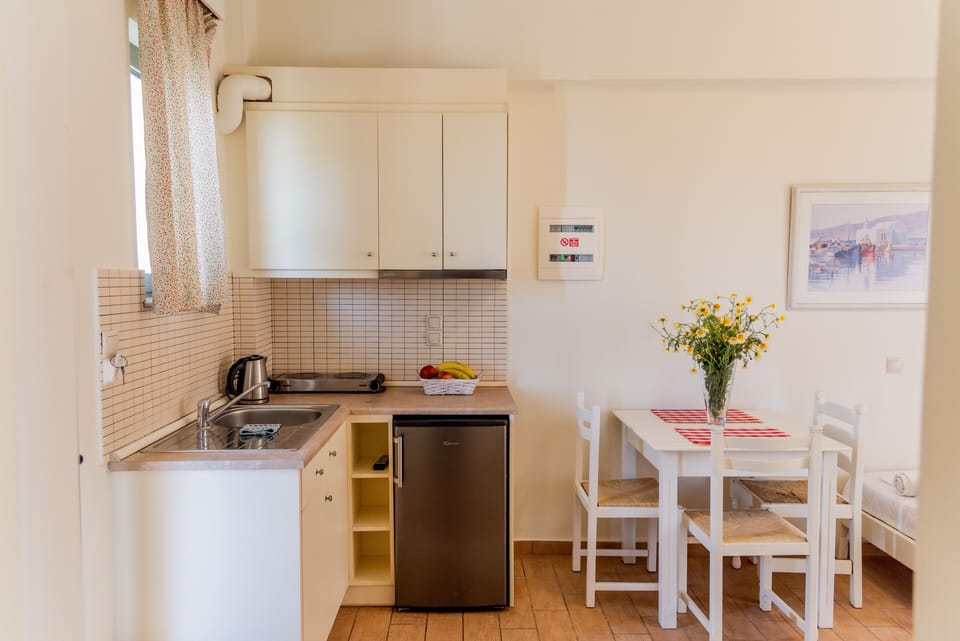 Fridge, stovetop, electric kettle, highchair