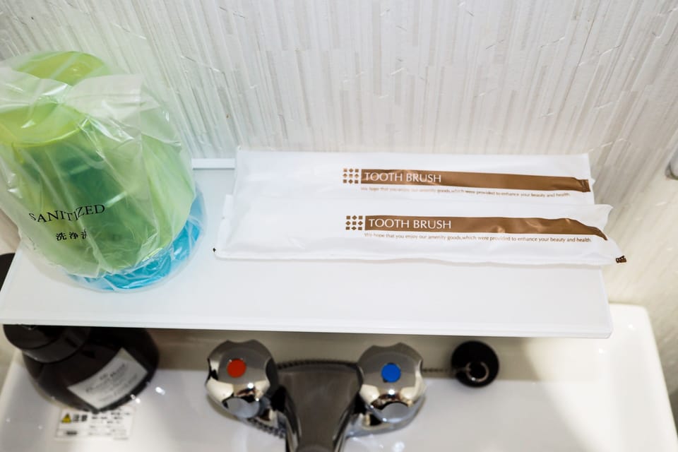 Shower, free toiletries, hair dryer, slippers