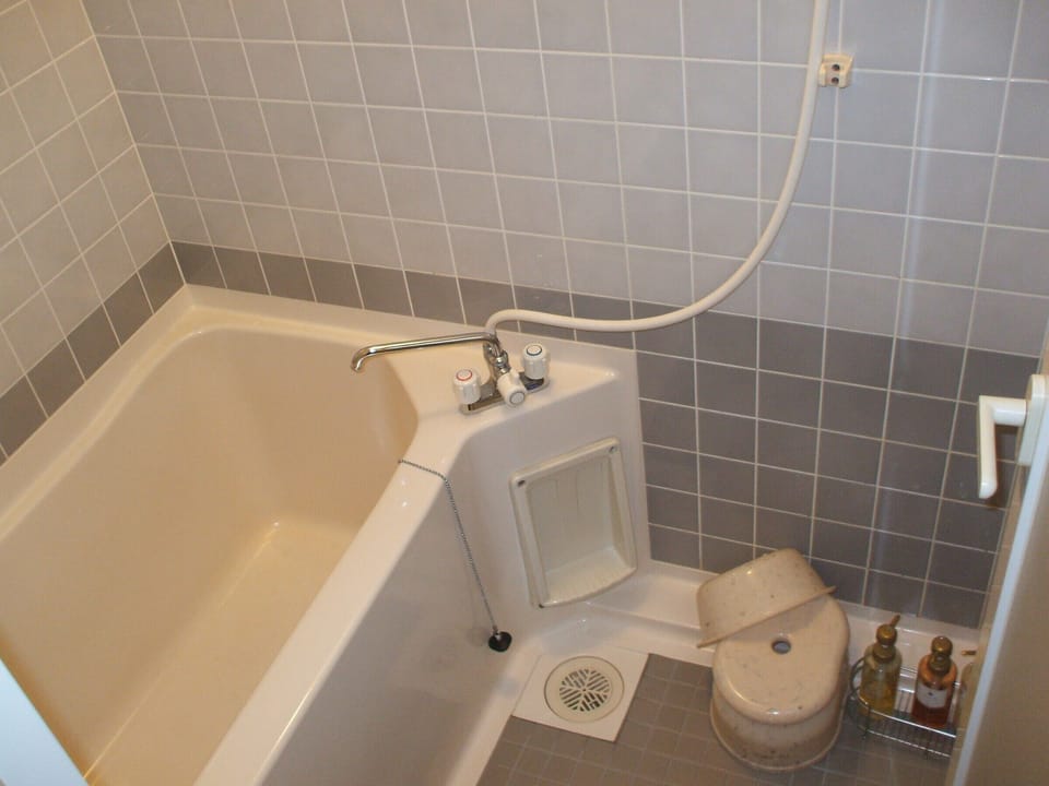 Combined shower/tub, free toiletries, hair dryer, slippers