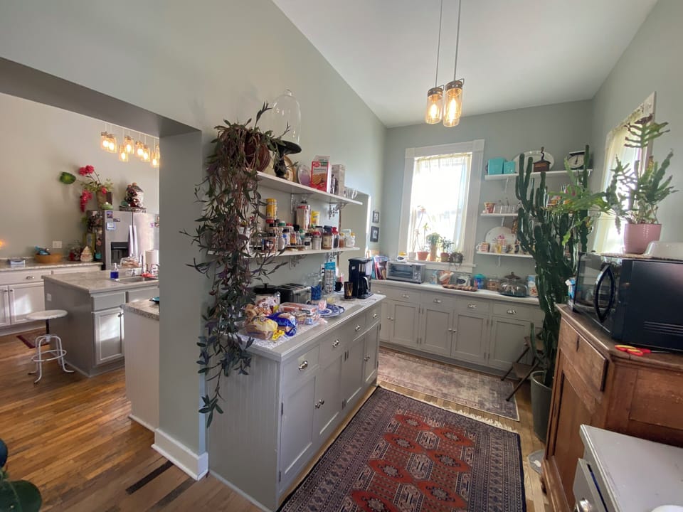 Cookware/dishes/utensils, cleaning supplies, paper towels