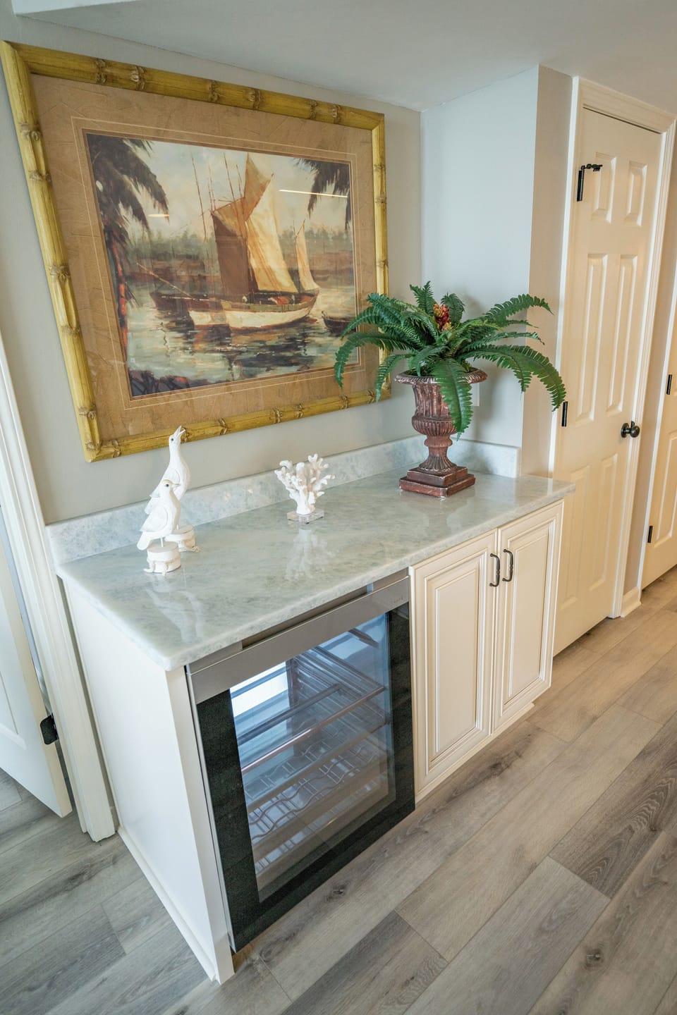 Brand new bar with wine cooler! 