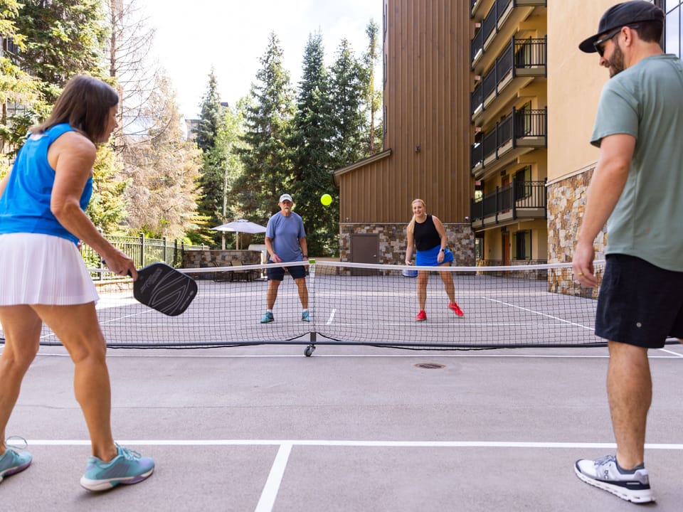 Grab your paddle and enjoy a friendly game of pickleball right outside your door. The dedicated court invites you to stay active while soaking up fresh mountain air and sunshine.