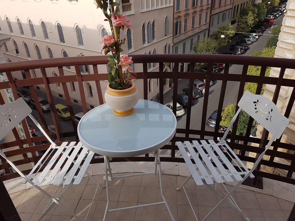 Balcony with a view of the city