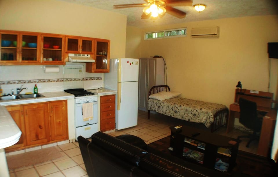 There is an extra twin bed in the downstairs living area.