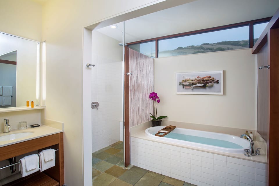 Shower, eco-friendly toiletries, hair dryer, bathrobes