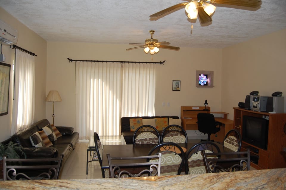 The living room is large and comfortable!