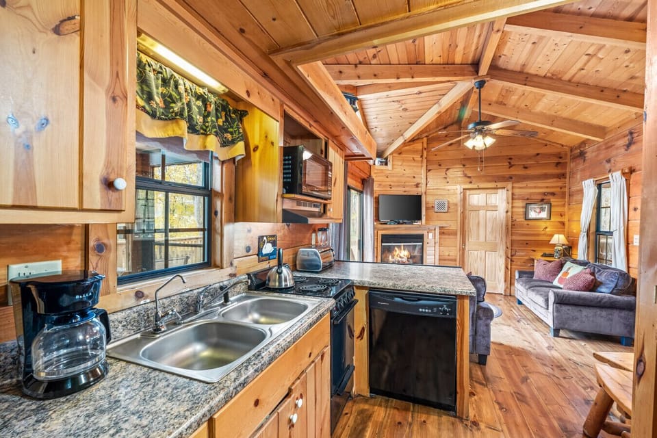 Double sink, dishwasher available, open floor plan