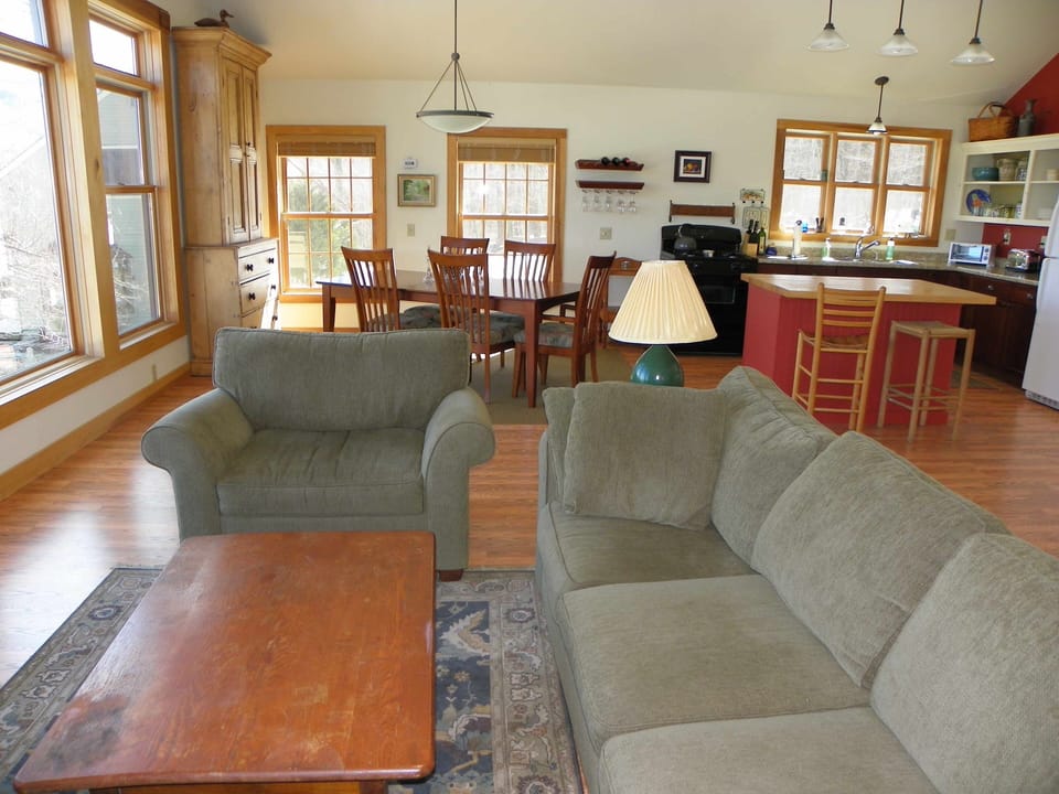 Comfortable living space (couch is not a sleeper sofa). 