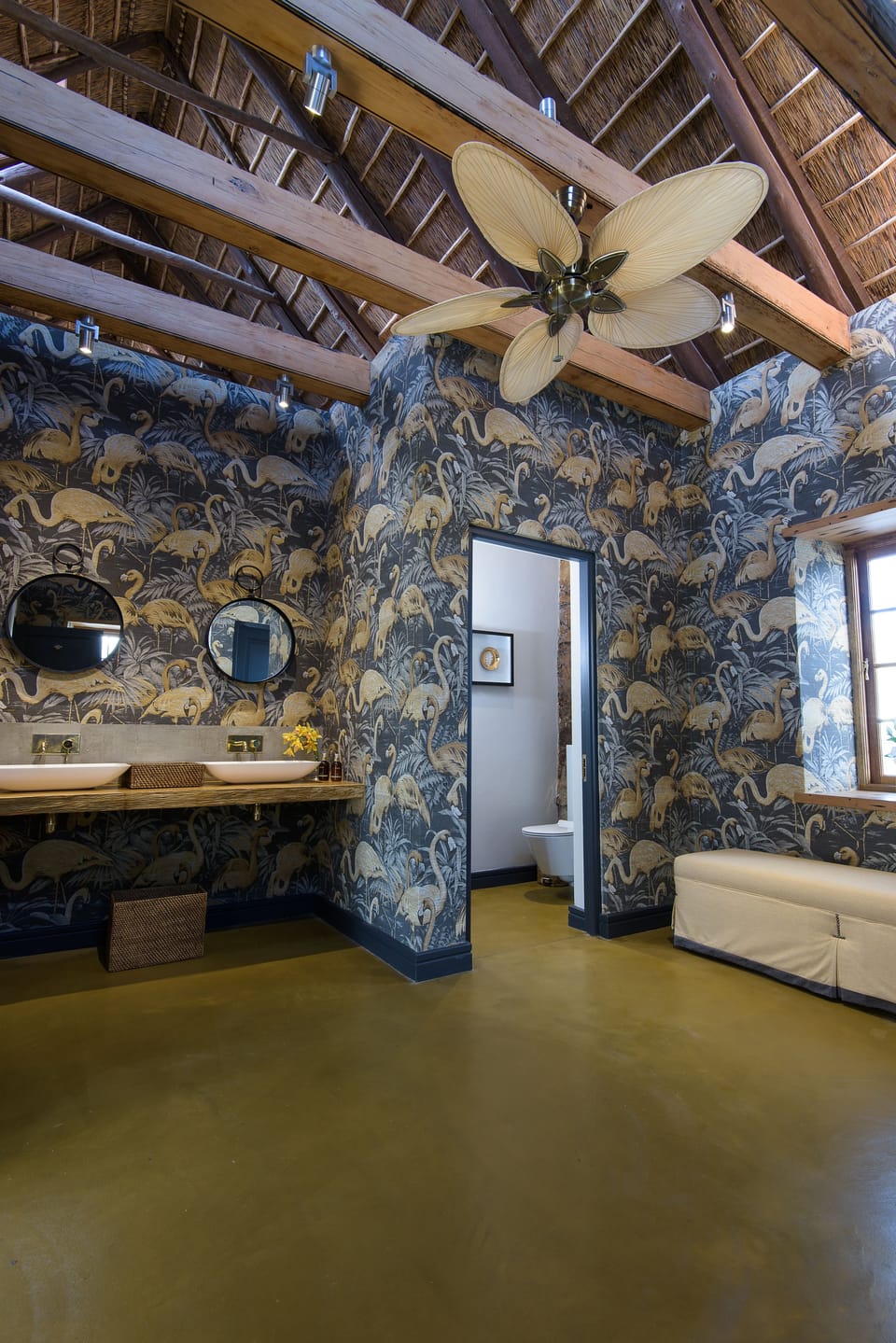 Separate tub and shower, free toiletries, hair dryer, bathrobes